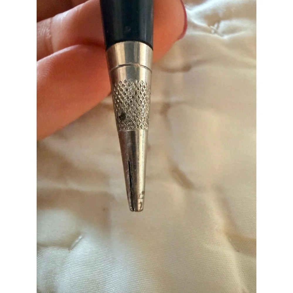Vintage Autopoint Mechanical Pencil Black Hexagonal Barrel Silver Tone Trim